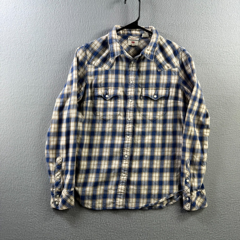 Levis Shirt Womens‎ Medium Pearl Snap Western Long Sleeve Lightweight Flannel